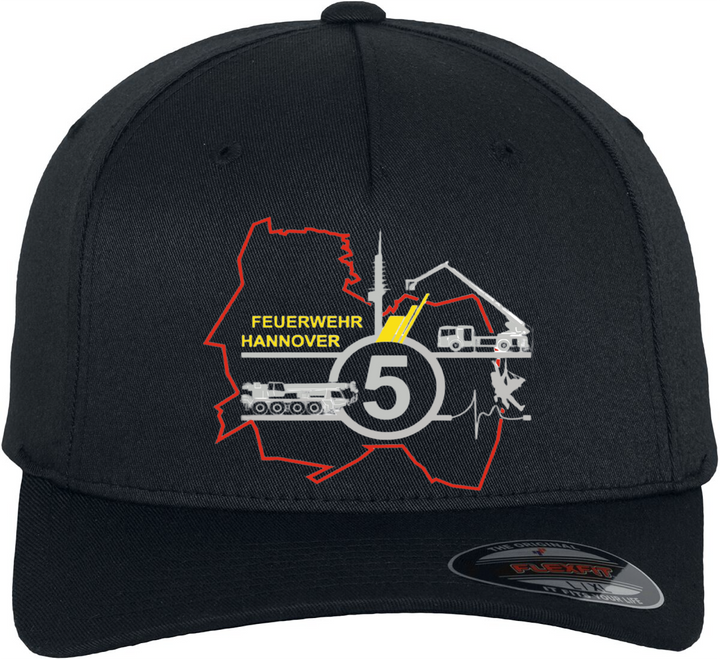 Flexfit Cap Black Wache 5- Berufsfeuerwehr Hannover
