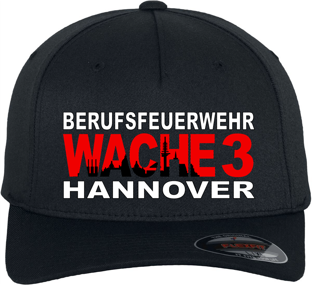 Flexfit Cap Black Wache 3- Berufsfeuerwehr Hannover